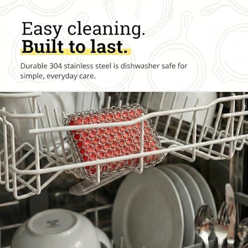 Lodge Stainless Steel Chainmail Scrubbing Pad, Red