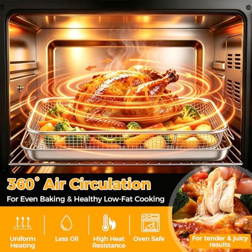 Onader Air Fryer Basket and Pan, Stainless Steel Quarter Sheet Pan