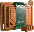 Bamboo Cutting Boards for Kitchen, Wood Cutting Boards with Deep Juice