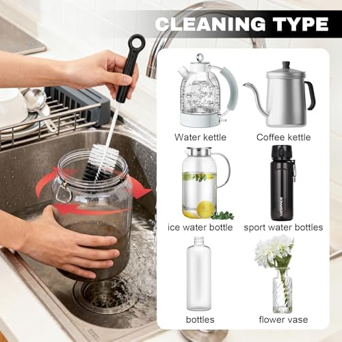 Bottle Cleaning Brush Set, 4pcs Flexible Long Handle Brushes for