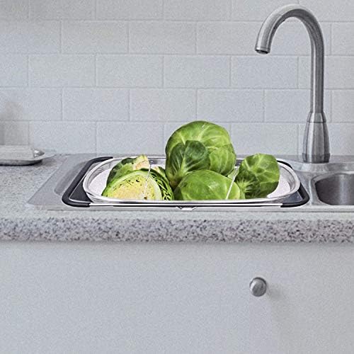 i Kito Over the Sink Colander with Expandable Rubber Grip Handles