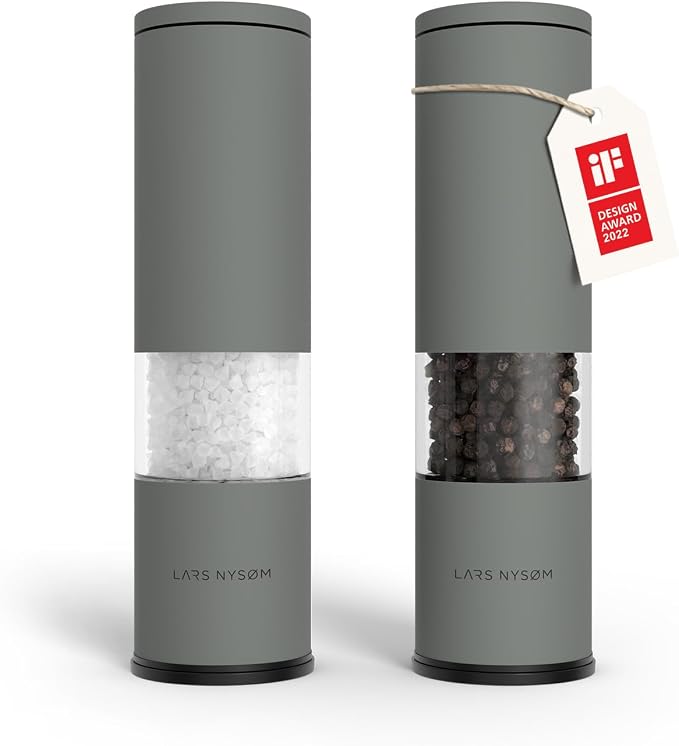 LARS NYSØM Salt and Pepper Grinder Set Manual, Stainless Steel Salt and Pepper by LN