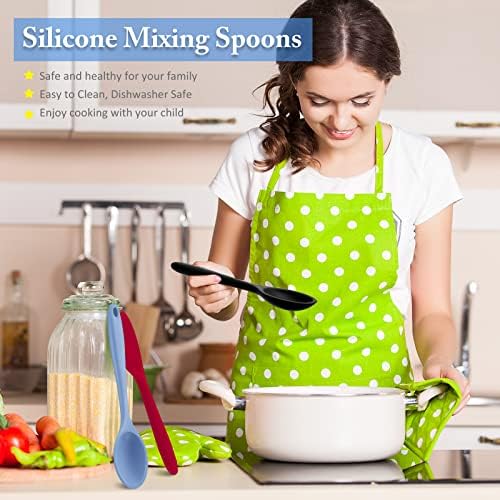 Shappy 4 Pcs Silicone Cooking Spoons 10.6" Large, Spoon, Fashionable