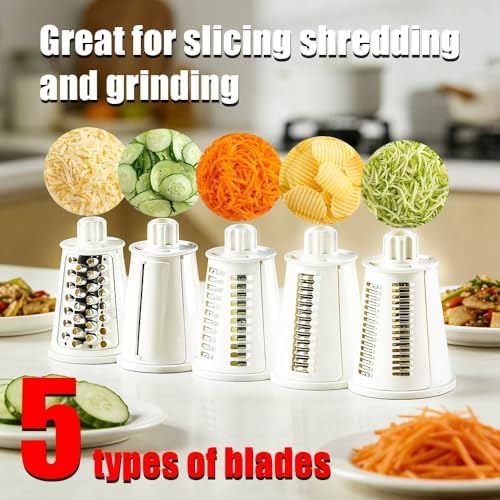 5 in 1 Rotary Cheese Grater with Handle