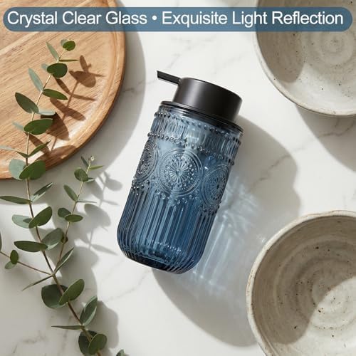 Blue Glass Foaming Soap Dispenser, 14 OZ