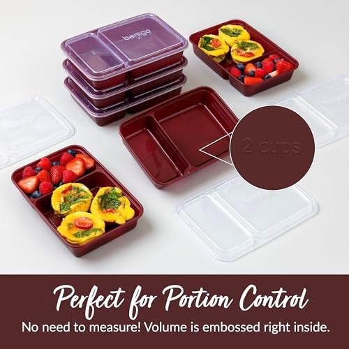 Bentgo Prep 2-Compartment Meal Prep Containers with Lids, 20 Piece Set