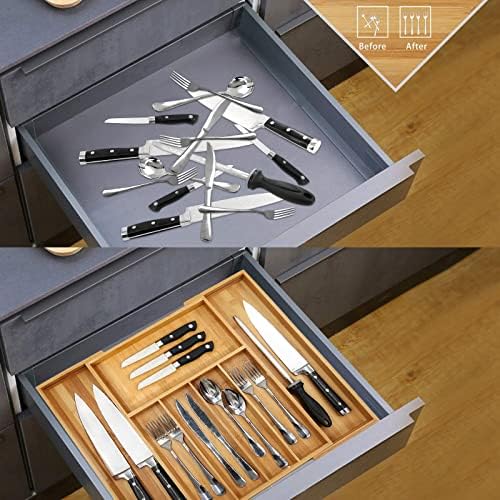 VaeFae Large Natural Bamboo Drawer Organizer