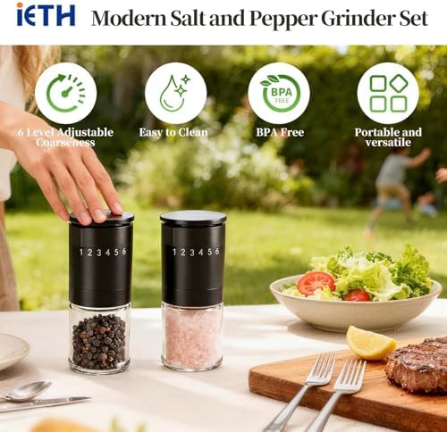 Manual Salt and Pepper Grinder Set, 3.5 oz