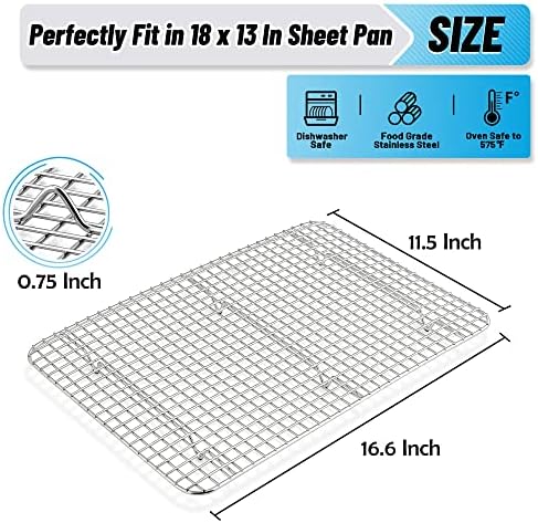 TeamFar Cooling Rack, 16.5”x11.5” Stainless Steel Baking Grid Wire