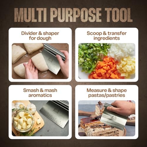 Stainless Steel Bench Scraper for Kitchen – Dough Cutter & Pastry