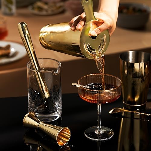Viski Gold Art Deco Cocktail Picks, Stainless Steel Cocktail Picks for