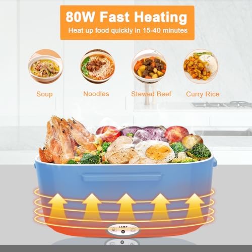 HOLDRUBY Heated Lunch Boxes for Adults, 80W Electric Lunch Box Food