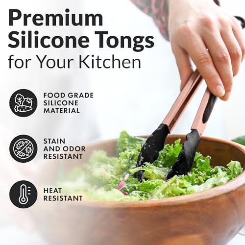 Zulay Stainless Steel Kitchen Tongs, Set of 2, 9” & 12”