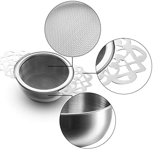 4 Pack Fine Mesh Tea Strainer with Bowl, Sliver