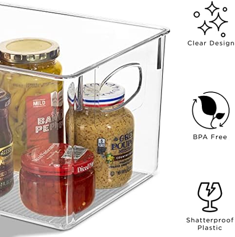 Sorbus Clear Plastic Fridge Organizer Bins, Large, 8 Pack