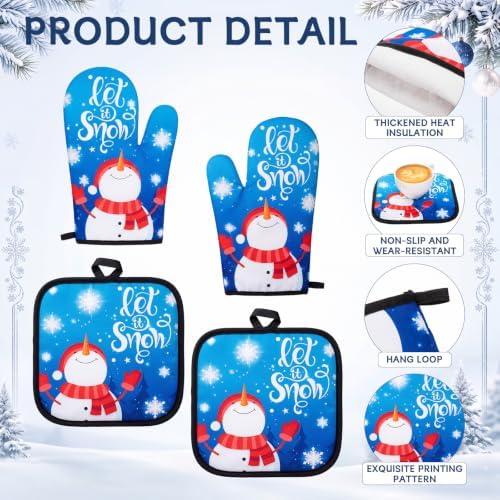 Nuanchu 12 Pcs Blue Let It Snow Christmas Kitchen Decor and