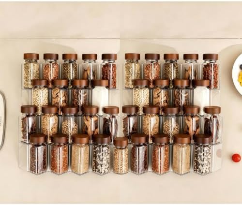 Spice Drawer Organizer, Clear Acrylic Slanted Spice Rack, Adjustable