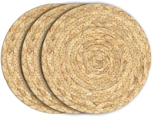 Boho Trivets for Hot Dishes, Pots and Pans, Farmhouse Water Hyacinth