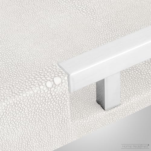 Modern Elegant 17.5"x12" White Rectangle Shagreen Faux Leather