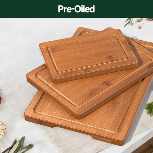 3-Piece Set Deep-Carbonized Bamboo Cutting Board for Kitchen