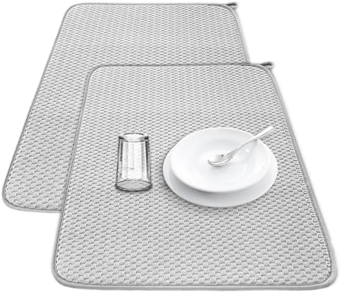 2Pcs XXL Dish Drying Mat,Absorbent Microfiber Dish Drainer