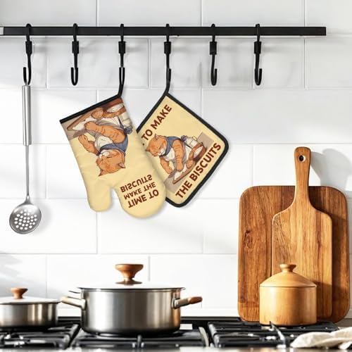DYJYBMY Funny Cat Oven Mitts and Pot Holder Set