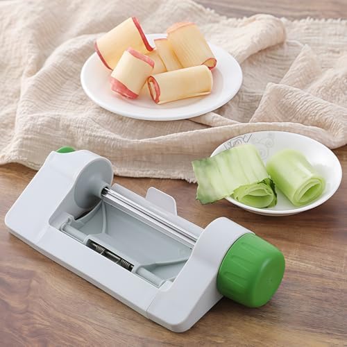 Handheld Vegetable and Fruit Slicer, White and Green