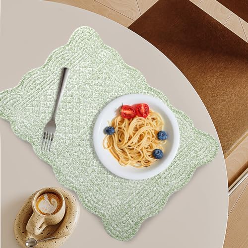 MABOZOO 100% Cotton Quilted Placemats Set of 6,Washable Cloth Table