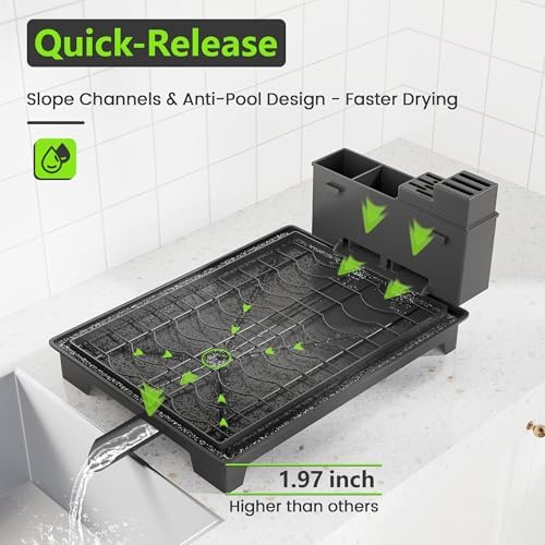 2-Tier Foldable Dish Drying Rack with Drainboard