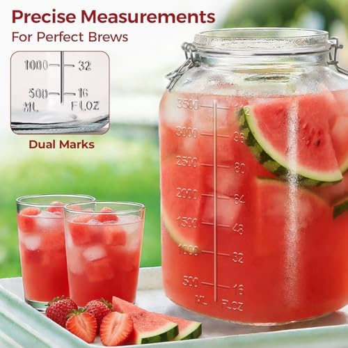 1.1 Gallon Glass Flour Jars with Airtight Lids, 2 Pack