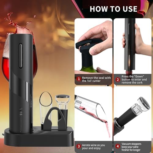 Electric Wine Opener Set, A 4-in-1 Multifunctional Wine Accessory Kit
