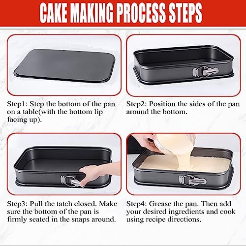Springform Cake Pan Square 9.5inch,10inch,11inch, Set of 3 non stick