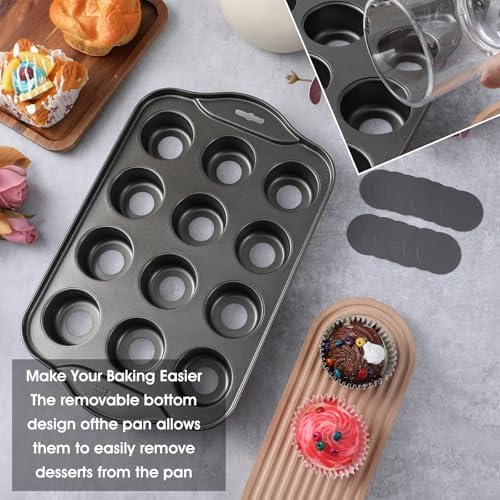 2 Pack Mini Cheesecake Pans Removable Bottom 12 Cavity Mini Cupcake