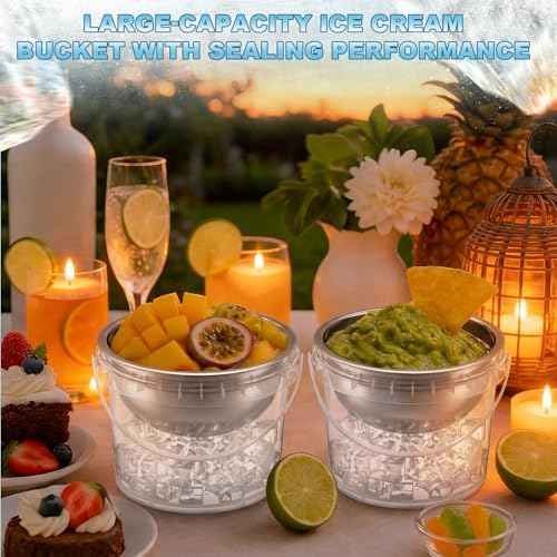 6 Set 34 oz Dip Chiller Bowl with 68 oz Ice Bowl Base with Handle