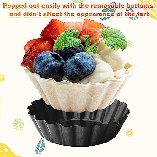 Gejoy 32 Pcs Mini Tart Pans 3 Inch with Removable Bottom Nonstick