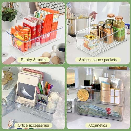 ZIZOTI Snack Organizer for Pantry Shelf, 6 Pack Clear Plastic Pantry