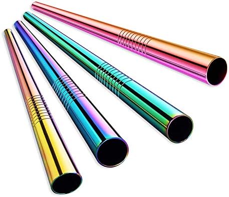 ALINK Stainless Steel Metal Boba Straws, 12mm x 9 inch Extra Wide