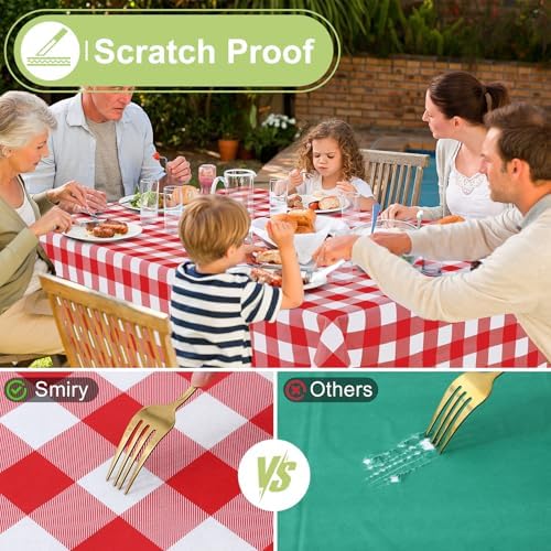 Smiry Christmas Table Cloth, Flannel Backed Vinyl Tablecloth, 60"x84"