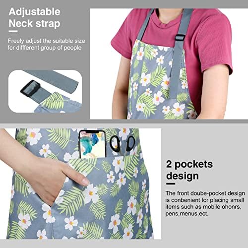 BOUMUSOE 3 Pack Floral Aprons with Pocket, Blooming Womens Aprons