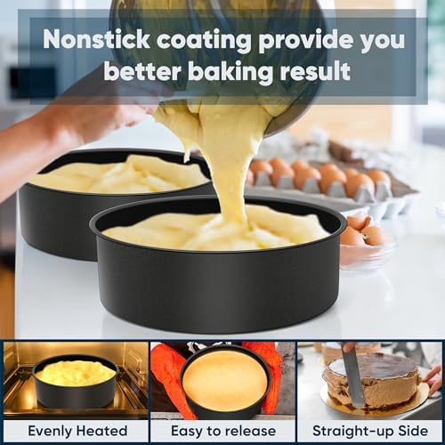 E-far 91⁄2 x 3 Inch Cake Pan Set of 2, Nonstick Stainless Steel Round