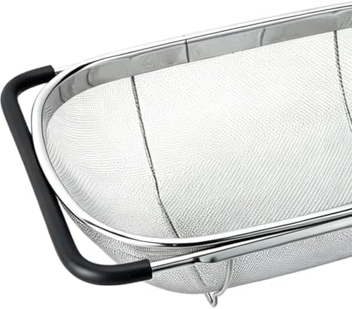 Expandable Stainless Steel Over Sink Colander, Fine Mesh Strainer