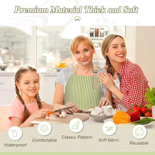ATROPOS 2 Pack Aprons for Women with Pockets,Waterproof Cooking Aprons