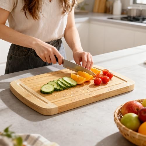 GuanQiao Cutting Boards for Kitchen (3-Piece)-Large Bamboo Cutting