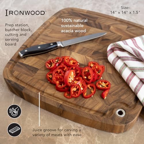 Ironwood Gourmet Acacia Wood Cutting Board, 14"