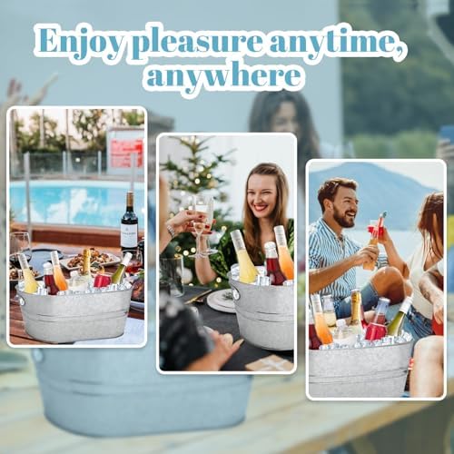 2 Pack 4 Gallon Galvanized Tub Ice Buckets for Parties Portable