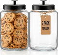 Pumtus 2 Pack Large Glass Jars with Metal Lid, 1 Gallon Clear Cookie