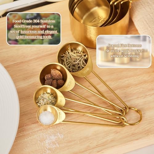 Golden 304 Stainless Steel Measuring Cups and Spoons Set,8PCS