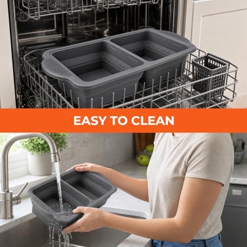 Collapsible Silicone Soup Freezer Tray Molds with Lids, 2-Pack