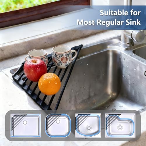 Credon Triangle Roll Up Dish Drying Rack, Black