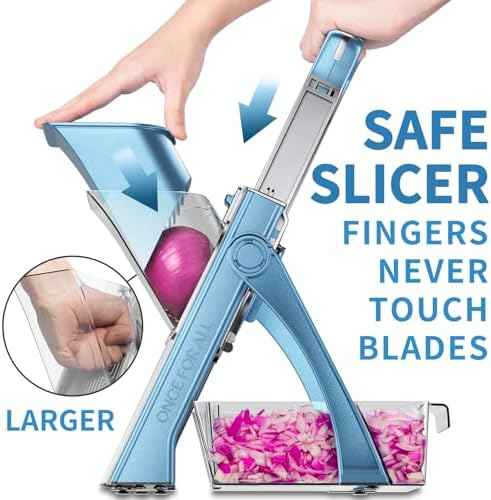ONCE FOR ALL Upgrade Safe Mandoline Slicer Plus, Bigger Size, SkyBlue